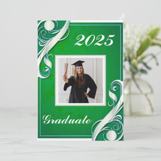 Groen Wit Afstuderen 2025 Kaart (Staand voorkant)