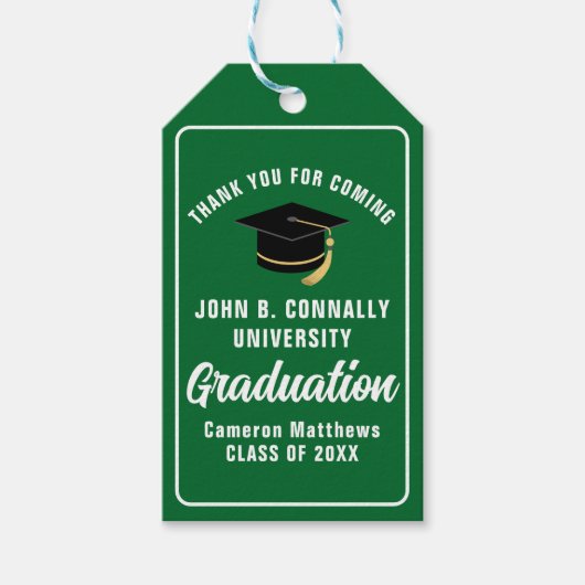 Groen Wit Afstuderen Custom 2025 Graduation Party Cadeaulabel (Voorkant)