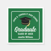 Groen Wit Afstuderen Custom Graduation Party Servet (Voorkant)