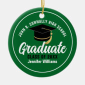 Groen Wit Afstuderen Custom Keepsake Christmas Keramisch Ornament (Voorkant)