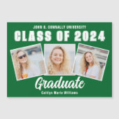 Groen Wit Afstuderen Foto Collage Magneet Kaart (Voorkant)