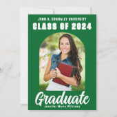 Groen wit Afstuderen Foto Modern Bold Afstuderen Aankondiging (Voorkant)