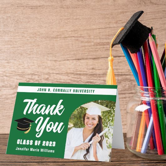 Groen Wit Afstuderen Fotoboog 2025 Afstuderen Bedankkaart