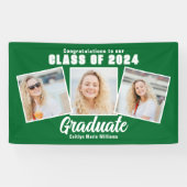 Groen Wit Afstuderen Fotocollage 2025 Party Spandoek (Horizontaal)