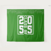 Groen Wit Afstuderen Klasse van Sportieve Typograf Wandkleed (Voorkant (horizontaal))