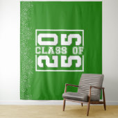 Groen Wit Afstuderen Klasse van Sportieve Typograf Wandkleed (In situ)