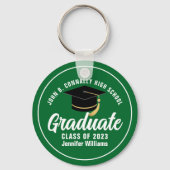 Groen Wit Afstuderen Modern Custom 2025 Afstuderen Sleutelhanger (Achterkant)