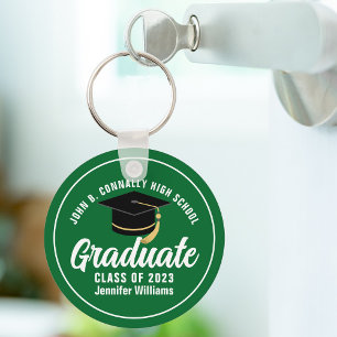 Groen Wit Afstuderen Modern Custom 2025 Afstuderen Sleutelhanger