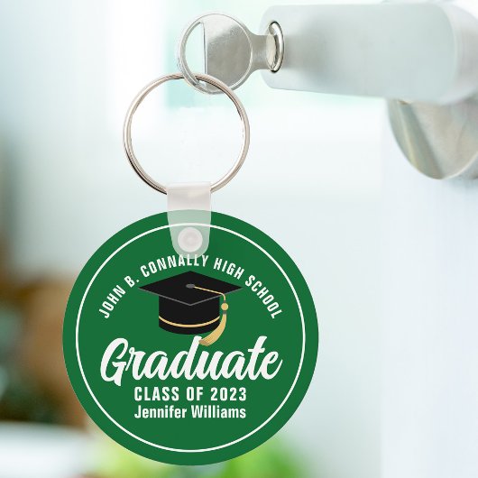 Groen Wit Afstuderen Modern Custom 2025 Afstuderen Sleutelhanger