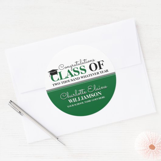 Groen/wit Afstuderen Sticker (Envelop)