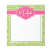 Groen wit anker Patroon Roze Monogram Notitieblok (Voorkant)