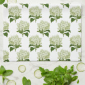 Groen Wit Antiek Hydrangea Illustratiepatroon Theedoek (Gevouwen)