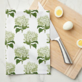 Groen Wit Antiek Hydrangea Illustratiepatroon Theedoek (Quarter Fold)