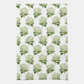 Groen Wit Antiek Hydrangea Illustratiepatroon Theedoek (Verticaal)