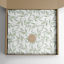 Groen & Wit Aquarel Bladeren Botanisch Patroon Tissuepapier