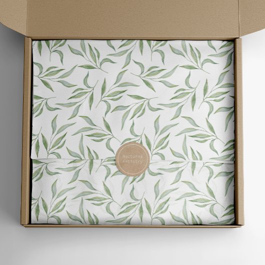 Groen & Wit Aquarel Bladeren Botanisch Patroon Tissuepapier