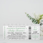 Groen/Wit Baby shower Ticket Uitnodigingen (Staand voorkant)