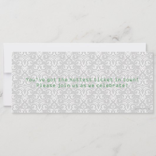 Groen/Wit Baby shower Ticket Uitnodigingen (Achterkant)