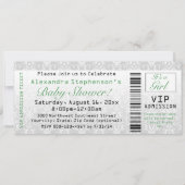 Groen/Wit Baby shower Ticket Uitnodigingen (Voorkant)