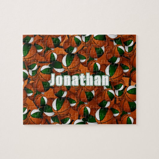 groen wit basketbal jongens meisjes team kleuren legpuzzel (Horizontaal)