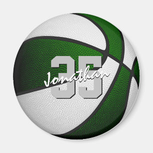 Groen wit basketbal team kleuren gepersonaliseerd magneet
