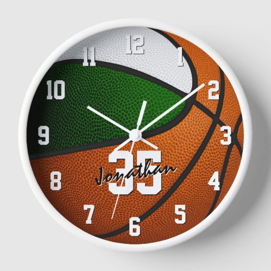 groen wit basketbal zijn sportkamer decor (Voorkant)