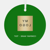 Groen wit bedrijf logo glas ornament (Achterkant)