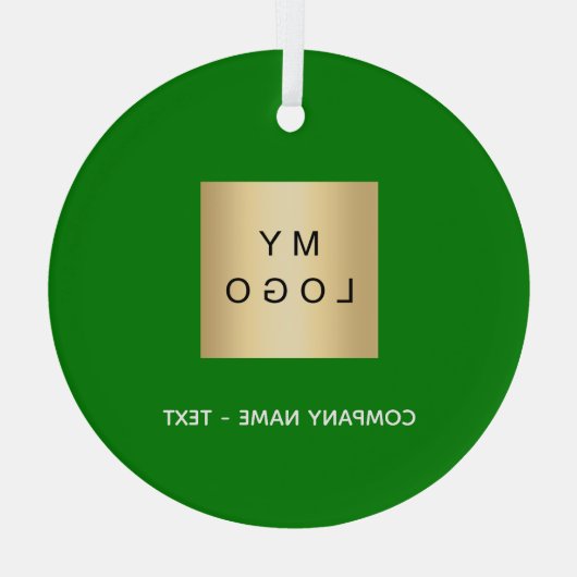 Groen wit bedrijf logo glas ornament (Achterkant)