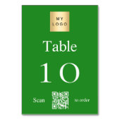 Groen wit bedrijf logo QR code tabel nummer Kaart (Achterkant)