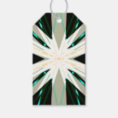 Groen Wit Beige Winter Kerstster Sneeuwvlok Cadeaulabel (Voorkant)