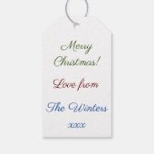 Groen Wit Beige Winter Kerstster Sneeuwvlok Cadeaulabel (Achterkant)