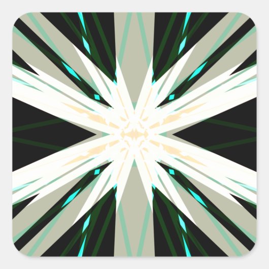 Groen Wit Beige Winter Kerstster Sneeuwvlok Vierkante Sticker (Voorkant)