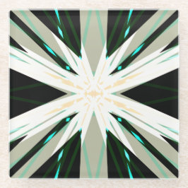 Groen Wit Beige Winter Star Starburst Sneeuwvlok Glazen Onderzetter