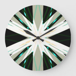 Groen Wit Beige Winter Star Starburst Sneeuwvlok Grote Klok