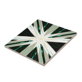 Groen Wit Beige Winter Star Starburst Sneeuwvlok Tegeltje (Zijkant)