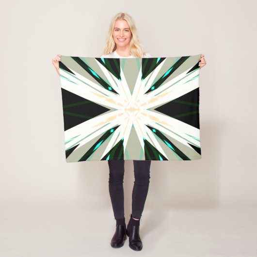 Groen Wit Beige Winter Xmas Star Sneeuwvlok Warm Fleece Deken (In situ)