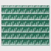 groen-wit besneeuwd winterbos cadeaupapier (Vlak)