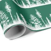 groen-wit besneeuwd winterbos cadeaupapier (Rol Hoek)