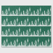 groen-wit besneeuwd winterbos cadeaupapier (Vlak)