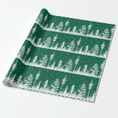 groen-wit besneeuwd winterbos cadeaupapier (Uitgerold)