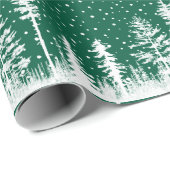 groen-wit besneeuwd winterbos cadeaupapier (Rol Hoek)