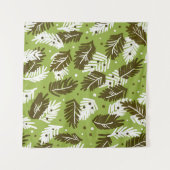 Groen wit blad: naaldvormig patroon wandkleed (Voorkant (horizontaal))