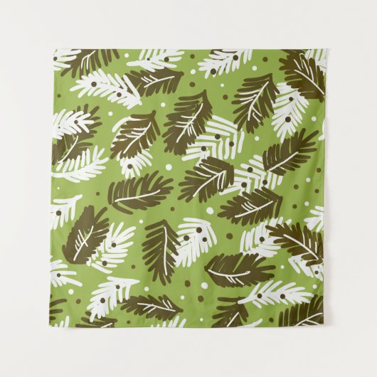 Groen wit blad: naaldvormig patroon wandkleed (Voorkant (horizontaal))