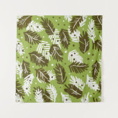 Groen wit blad: naaldvormig patroon wandkleed (Voorkant)