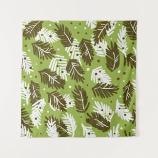 Groen wit blad: naaldvormig patroon wandkleed