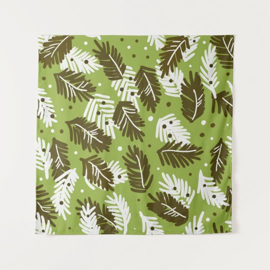 Groen wit blad: naaldvormig patroon wandkleed (Voorkant)