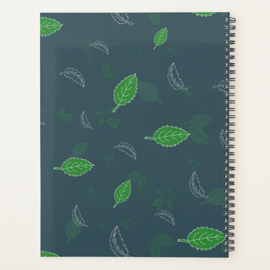 Groen Wit Bladeren_ Bloemen Patroon Script Planner (Achterkant)