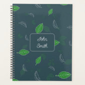 Groen Wit Bladeren_ Bloemen Patroon Script Planner (Voorkant)