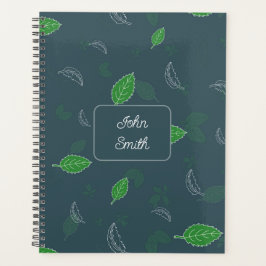 Groen Wit Bladeren_ Bloemen Patroon Script Planner