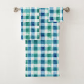 Groen Wit Blauw Plaid Stripes Kerstmis Bad Handdoek (Insitu)